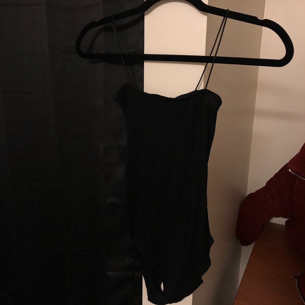 black bodysuit with thin string straps